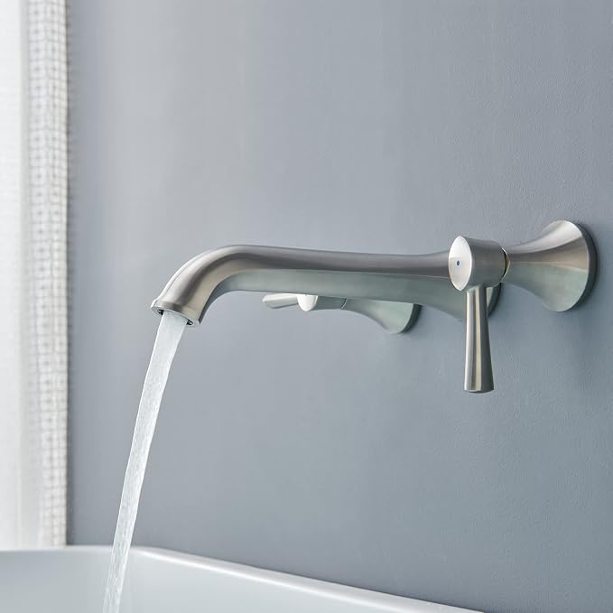 Tub Filler Wall Mount Roman Tub Faucet Brushed Nickel Brass Bathtub Faucets - Image 5