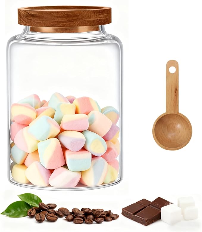 Glass Storage Jar with Lids Thicken Glass Coffee Canister Borosilicate Glass - Image 2