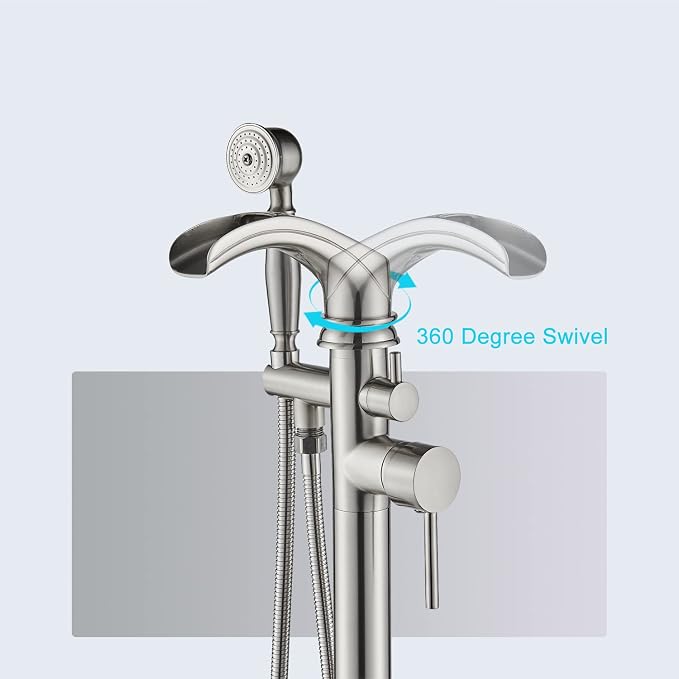 Senlesen Brushed Nickel Bathroom Single Handle Freestanding Bathtub Faucet - Image 2