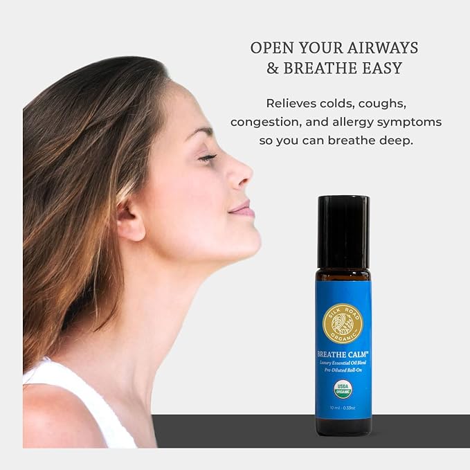 Silk Road Organic Breathe Calm Essential Oil Breathe Easy Blend Roll On - Image 2