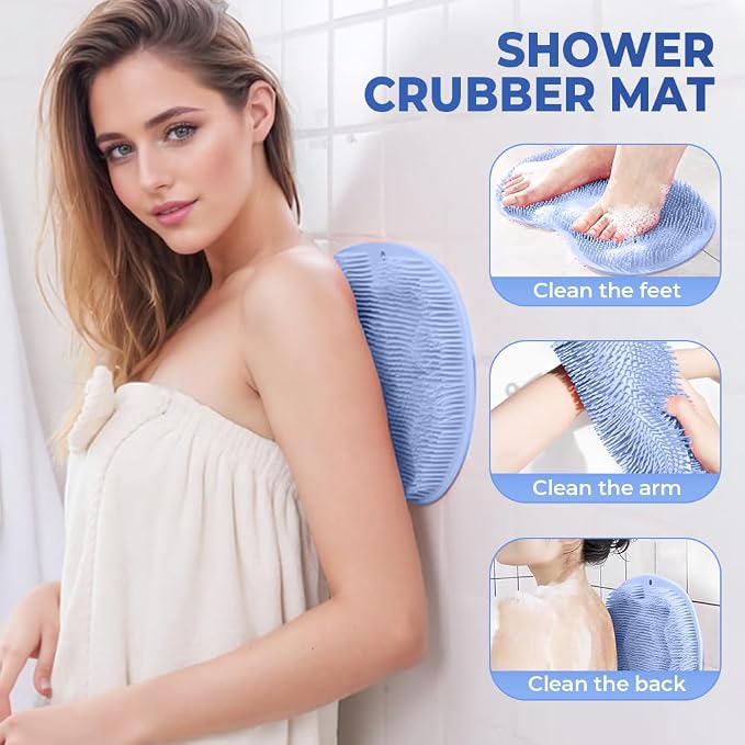 Shower Foot Scrubber Mat with Non-Slip Suction Cups, Foot Back Cleaning Pad - Image 2