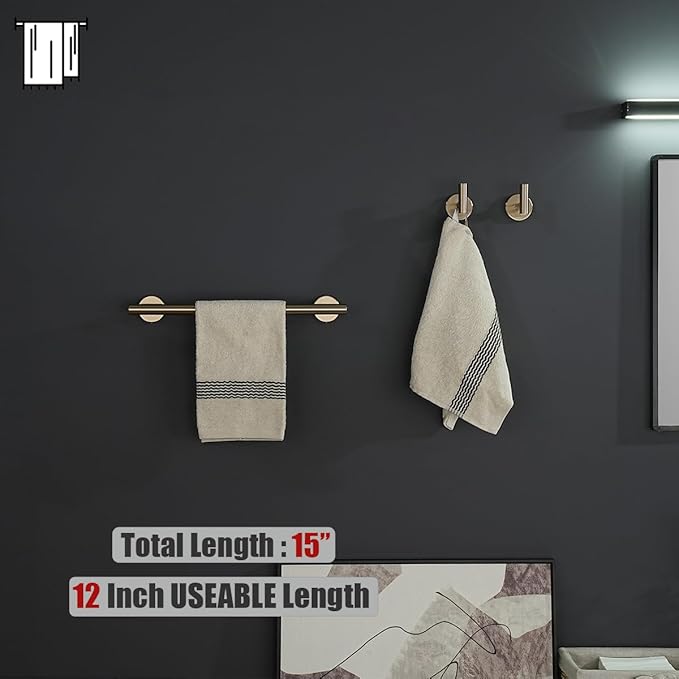 JQK Champagne Bronze Towel Bar, 15 Inch 304 Stainless Steel Thicken 0.8mm Towel - Image 3