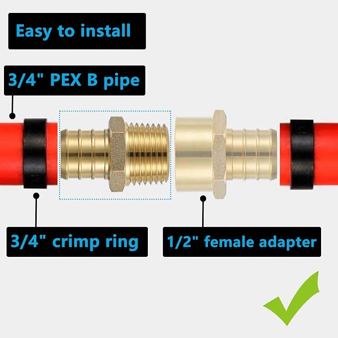 Lidertik 3/4 PEX to 1/2 NPT Male Fittings Adapter, 3/4" PEX F1807 to 1/2" NPT - Image 6