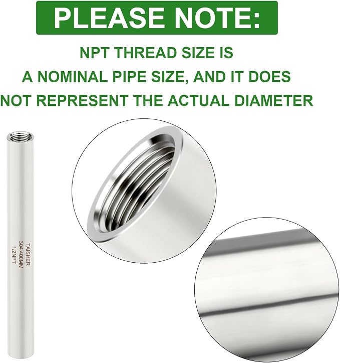 TAISHER 1PCS Stainless Steel Pipe Fittings, 1/2" NPT Female x 1/2" NPT Female - Image 4