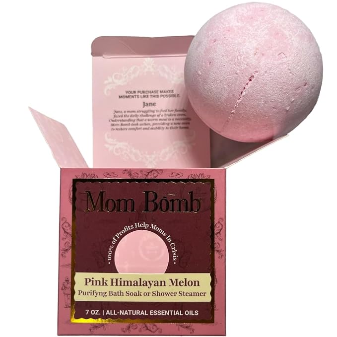 Mom Bomb Pink Himalayan Bath Bomb – Essential Oils, Clean Ingredients – by MomBomb