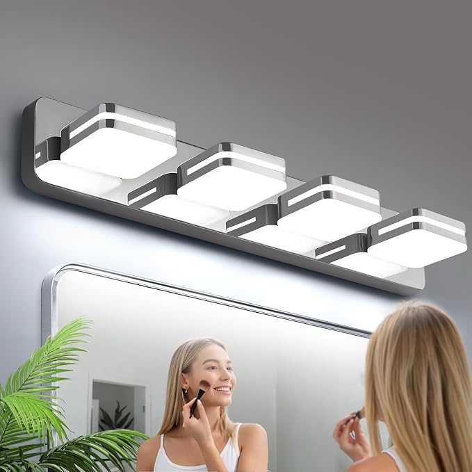 360° Rotate LED Dimmable Bathroom Vanity Light Fixtures, 1600LM Acrylic Chrome by Torondo