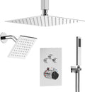 Ceiling Mount 12" High-Pressure Rainfall Shower Faucet, Dual Rainfall Shower by EVERSTEIN
