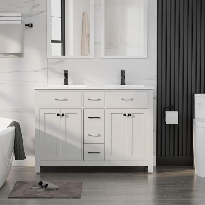 LUCKWIND 48" Modern Bathroom Vanity and Sink, Painted Bathroom Storage Cabinet by LUCKWIND