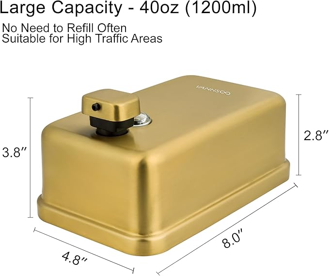 Wall Mounted Hand Soap Dispenser Bathroom, 1200ml 40oz Commercial Stainless - Image 5