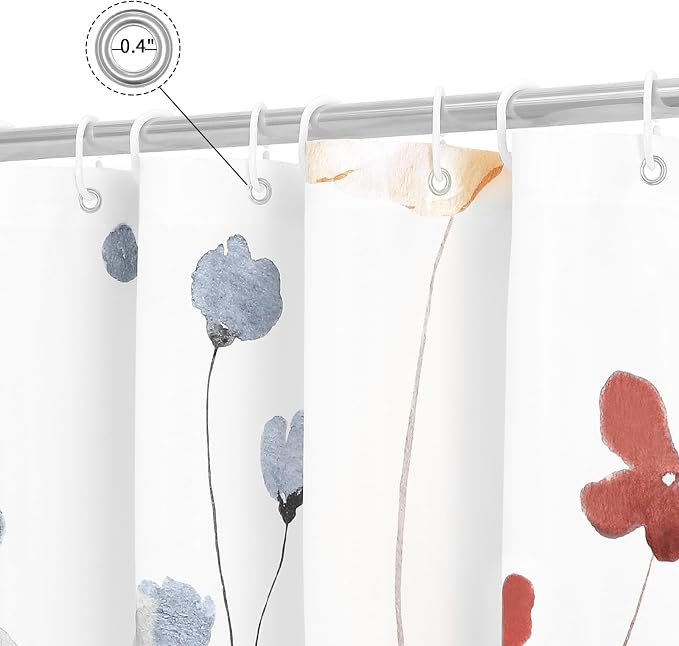 Gibelle Watercolor Floral Shower Curtain, Coral Beige Flower Shower Curtain - Image 4