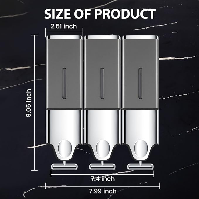 3-in-1 Quadrate Dispensers for The Shower, Shower soap Dispenser, Conditioner - Image 3