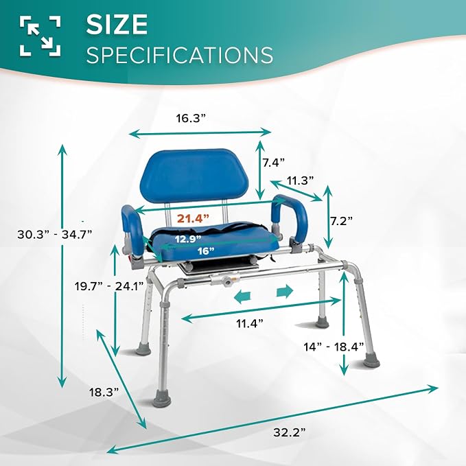 Sliding Rotating Shower/Bath Chair by Mobi Bench – Transfer Swivel Seat - Image 6