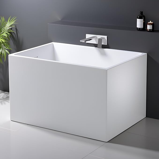 43" Acrylic Freestanding Bathtubs, Stand Alone Tub, Japanese Soaking Tub by MEDUNJESS
