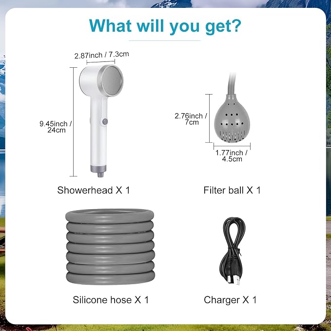 Portable Shower for Camping, Rechargeable Outdoor Shower Pump - Image 5