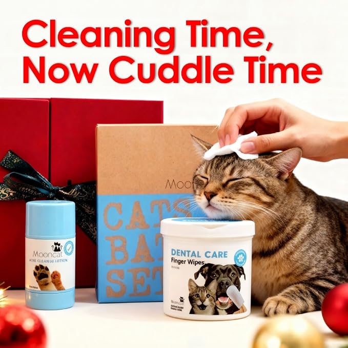 Mooncat Waterless Shampoo, Paw Balm & Dental Wipes – Cat Grooming Kit – Best - Image 5