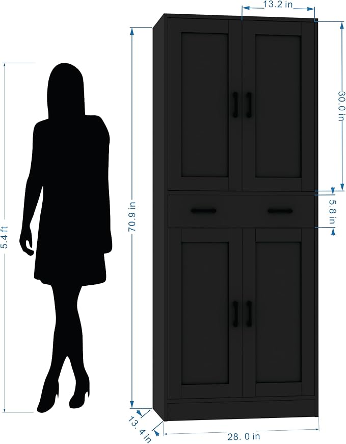 71" Tall Kitchen Pantry Cabinet, Freestanding Storage Cabinet - Image 2