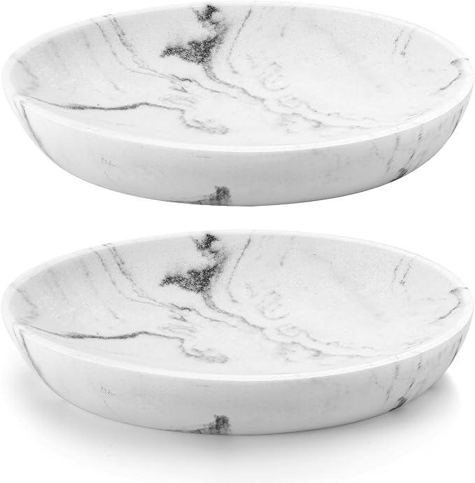 Luxspire Soap Dish 2 Packs, Resin Soap Tray Soap Holder Container Box, Marble by Luxspire
