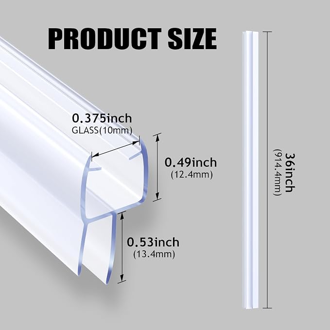 Shower Door Seal, Ultra Clear Frameless Shower Doors Strip, Stop Shower Leaks - Image 3