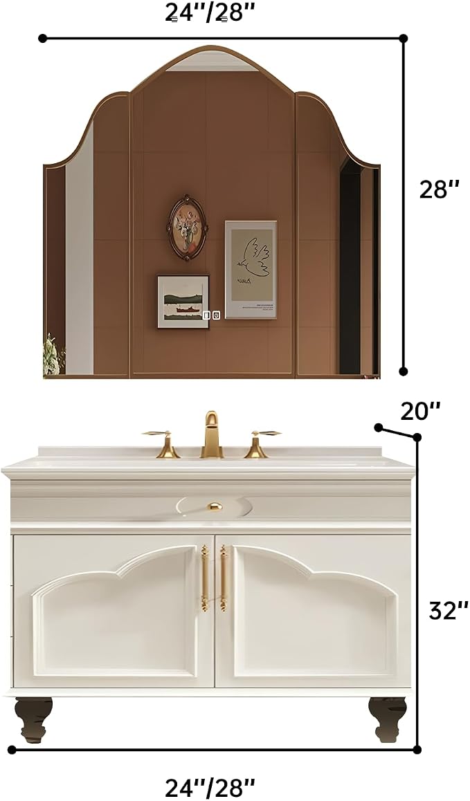 24Inch Bathroom Vanity with Sink, Freestanding Bathroom Cabinet with LED Smart - Image 2