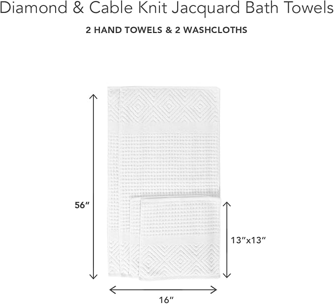 Texere 100% Organic Cotton Diamond Jacquard 700 GSM Luxury Bath Towel Sets - Image 2