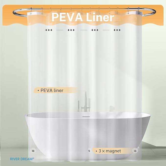 River Dream 3 in 1 Shower Curtain Set, Waffle Fabric Shower Curtain and - Image 4