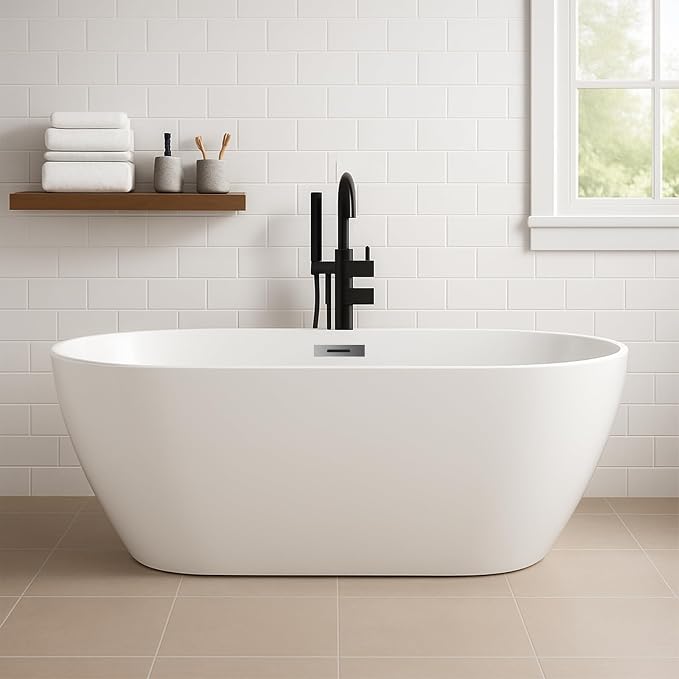 67 Inch Acrylic Freestanding Bathtub, Acrylic Soaking Bathtub - Image 7