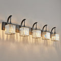 5-Light Crystal Vanity Light, Modern Black Bathroom Wall Sconce by FDPBY