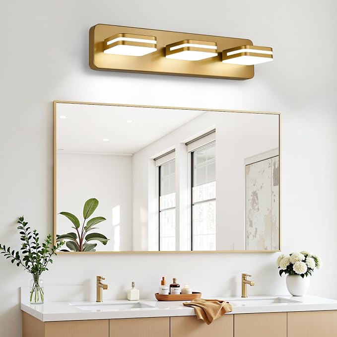 360° Rotate LED Dimmable Bathroom Vanity Light Fixtures, 1300LM Acrylic Gold - Image 8