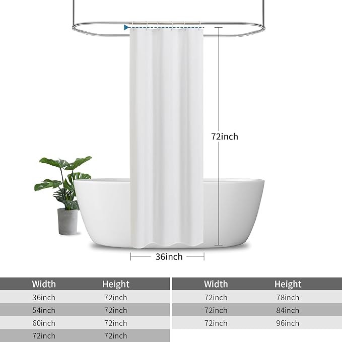2-in-1 stall Fabric Shower Curtain or Liner, Breathable TPU & Washable - Image 3