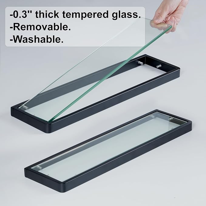 Glass Shelves/Shelf with Towel Bar/Rack 20-inch Floating Shelves - Image 7