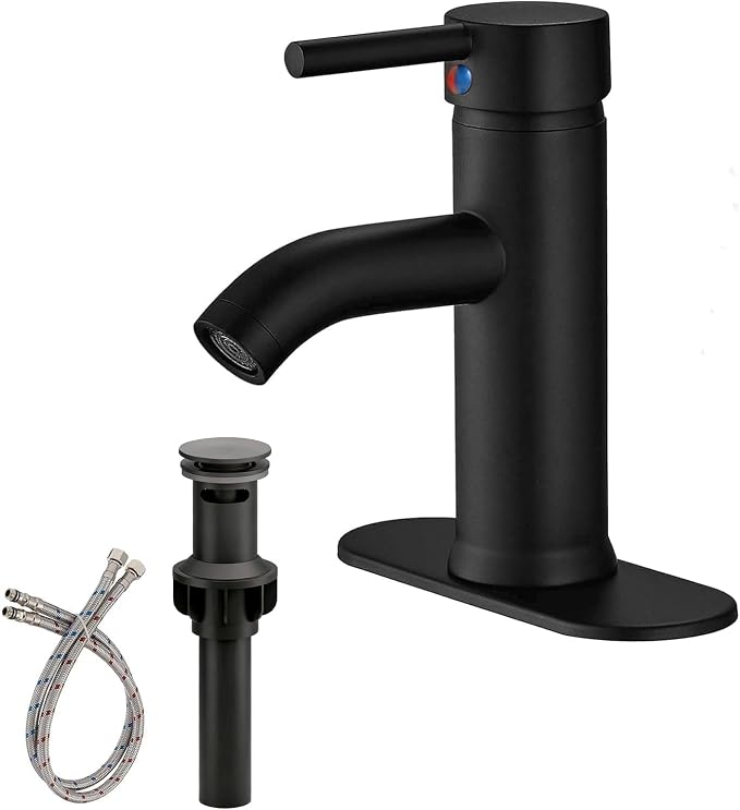 Matte Black Bathroom Faucet, Single Hole Single Handle Bathroom Sink Faucets by Greenspring