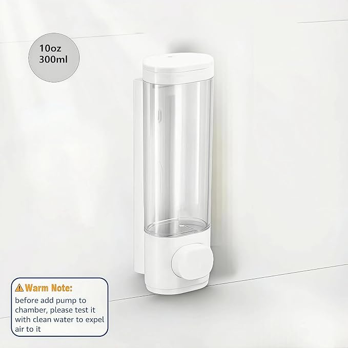 White Manual Bathroom Wall Mounted Soap Dispenser, 10oz/300ml Single Bathroom - Image 4