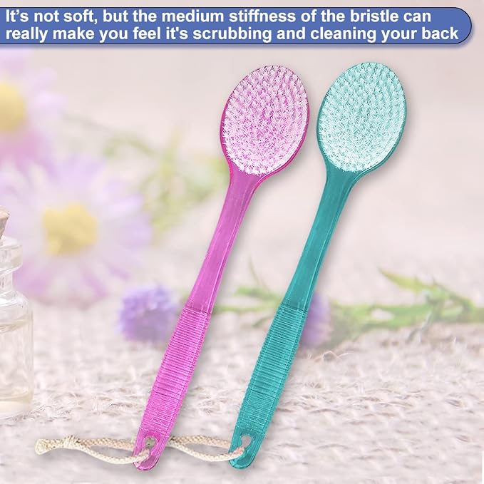 Back Brush for Shower, 14-inch Long Handle Medium Stiff Bristles Bath Scrubber - Image 6