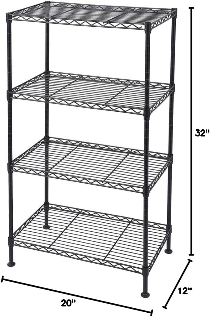 4 Tier Storage Racks Shelving, Heavy Steel Pantry Shelves, Adjustable Wire - Image 2