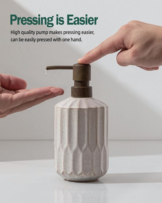 Fun Elements Bathroom Soap Dispenser Set, 16 OZ Ceramic Hand Soap Dispenser - Image 2
