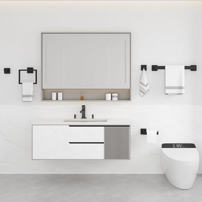 Bathroom Hardware Accessories Set: 5-Pieces Bath Towel Bar Set, Towel Racks - Image 7