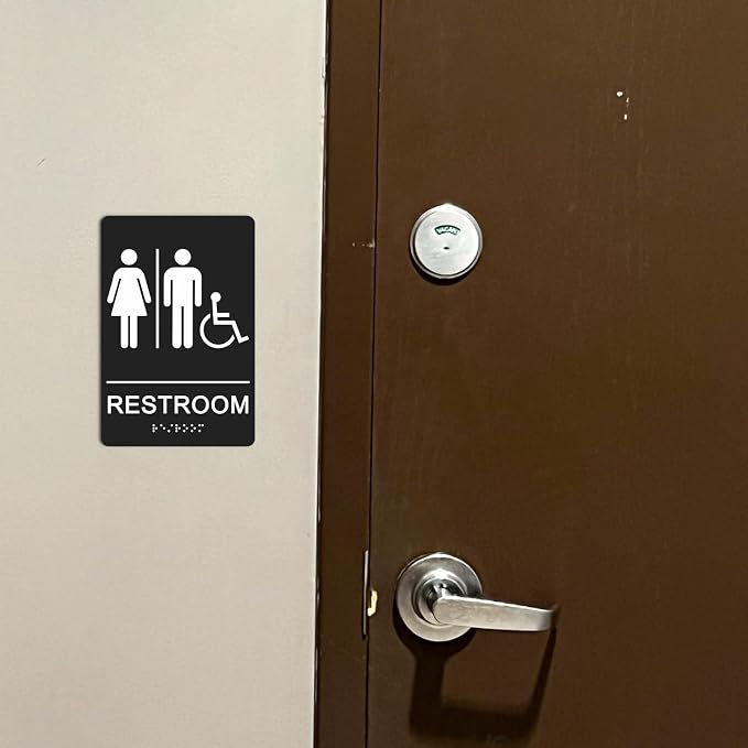 GicnKeuz ADA Braille Unisex Bathroom Signs, 9 x 6 Inches Restroom Signs - Image 6