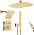 12 Inch Rain Shower System, Brushed Gold Shower Faucet Set by IDEALANDALTRUISTIC