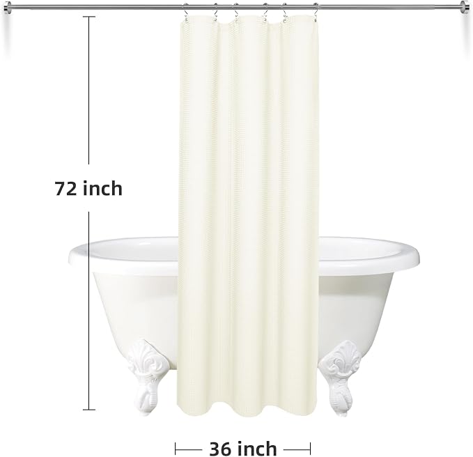 LaCyan 3 in 1 Waterproof Waffle Weave Shower Curtain and Clear Liner Set - Image 6