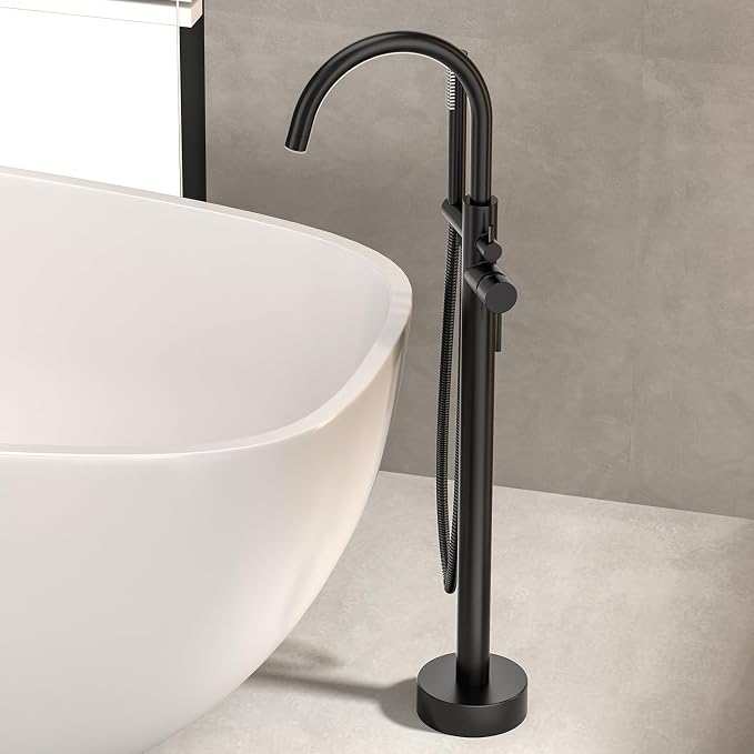 Freestanding Bathtub FaucetFloor Mount Bathtub Filler Shower Mixer Faucet - Image 7