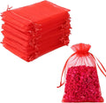 Hopttreely 100pcs Organza Bags, 4 x 4.72 inches Red Christmas Wedding Favors by Hopttreely