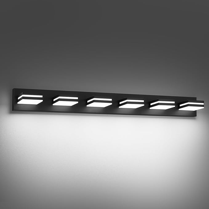 Modern LED Bathroom Lights Fixtures, Metal Black Acrylic Wall Lighting by JZEKVN