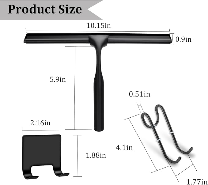10-Inch Shower Squeegee for Glass Doors, Stainless Steel Shower Squeegee - Image 2