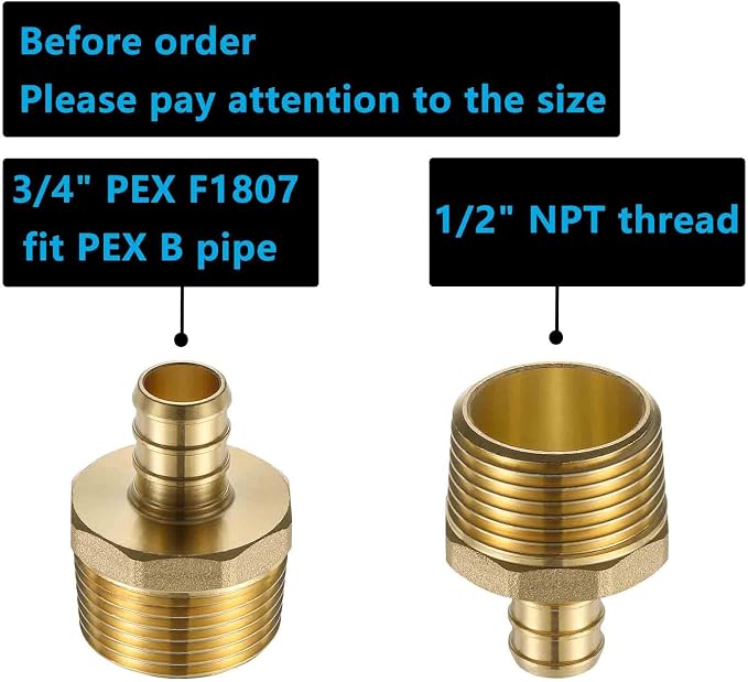 Lidertik 3/4 NPT to 1/2 PEX Fittings Adapter, 1/2" PEX F1807 to 3/4" NPT Male - Image 2