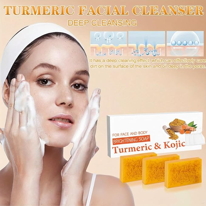 Lemon Turmeric Kojic Acid Soap, Natural Turmeric Handmade Soap - Image 2