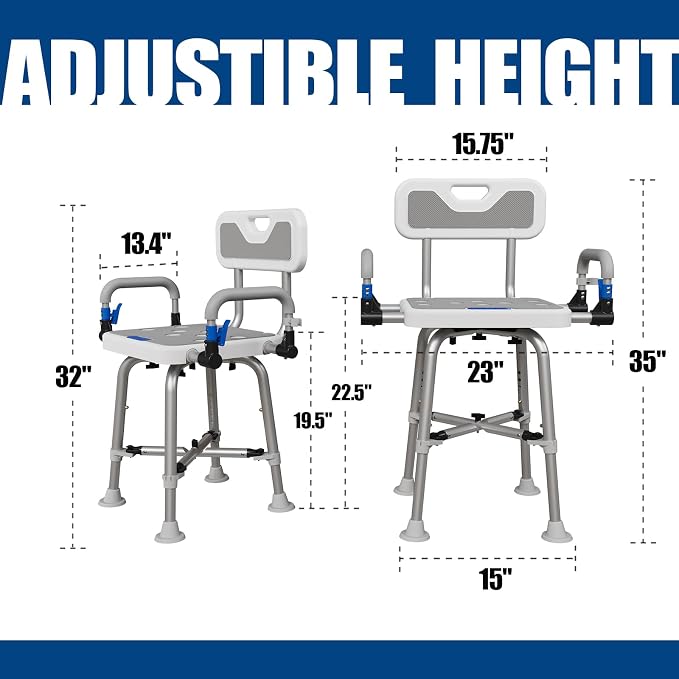 Shower Chair for Seniors Elderly Handicap Disabled Or Bariatric Adults Heavy - Image 9