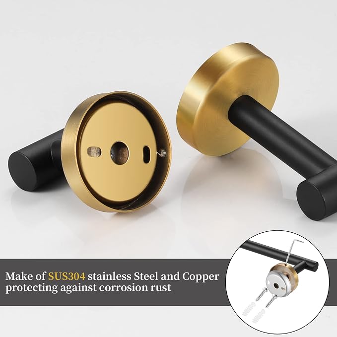 Bathroom Hardware Set Black and Gold，Towel Bar Set Including 2pcs 16inch Towel - Image 6