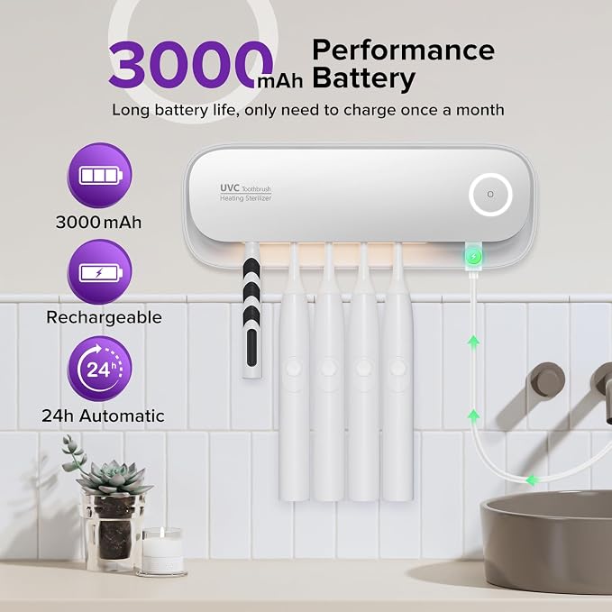 Toothbrush Sanitizer Holder for Bathrooms, 5 Slots Toothbrush Sanitizer and - Image 5