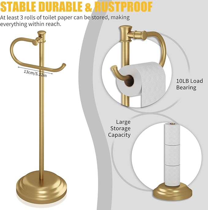 BESy Toilet Paper Holder Free Standing Bathroom Toilet Tissue Holder Stand - Image 4