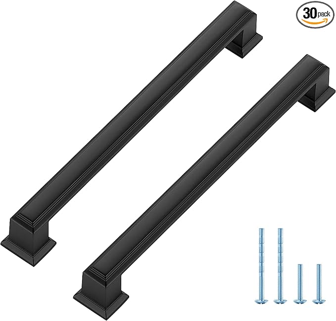 Ravinte Hardware 30 Pack Matte Black Cabinet Pulls, 6-1/4 Inch Hole Center Zinc by RavinteHardware